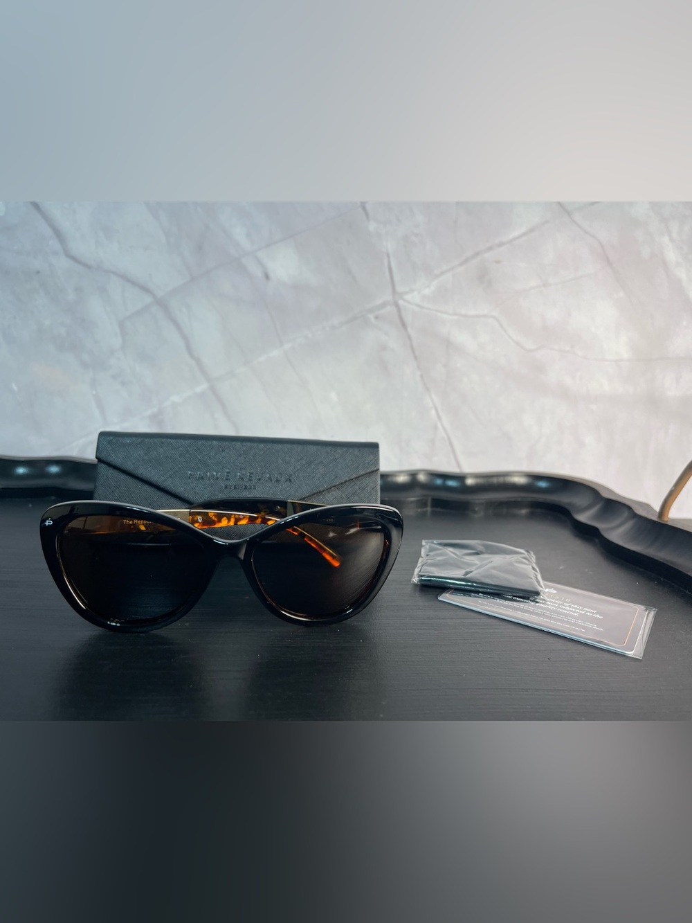 Cat-Eye Sunglasses in Black and Tortoise - Sleek Women's Sunglasses